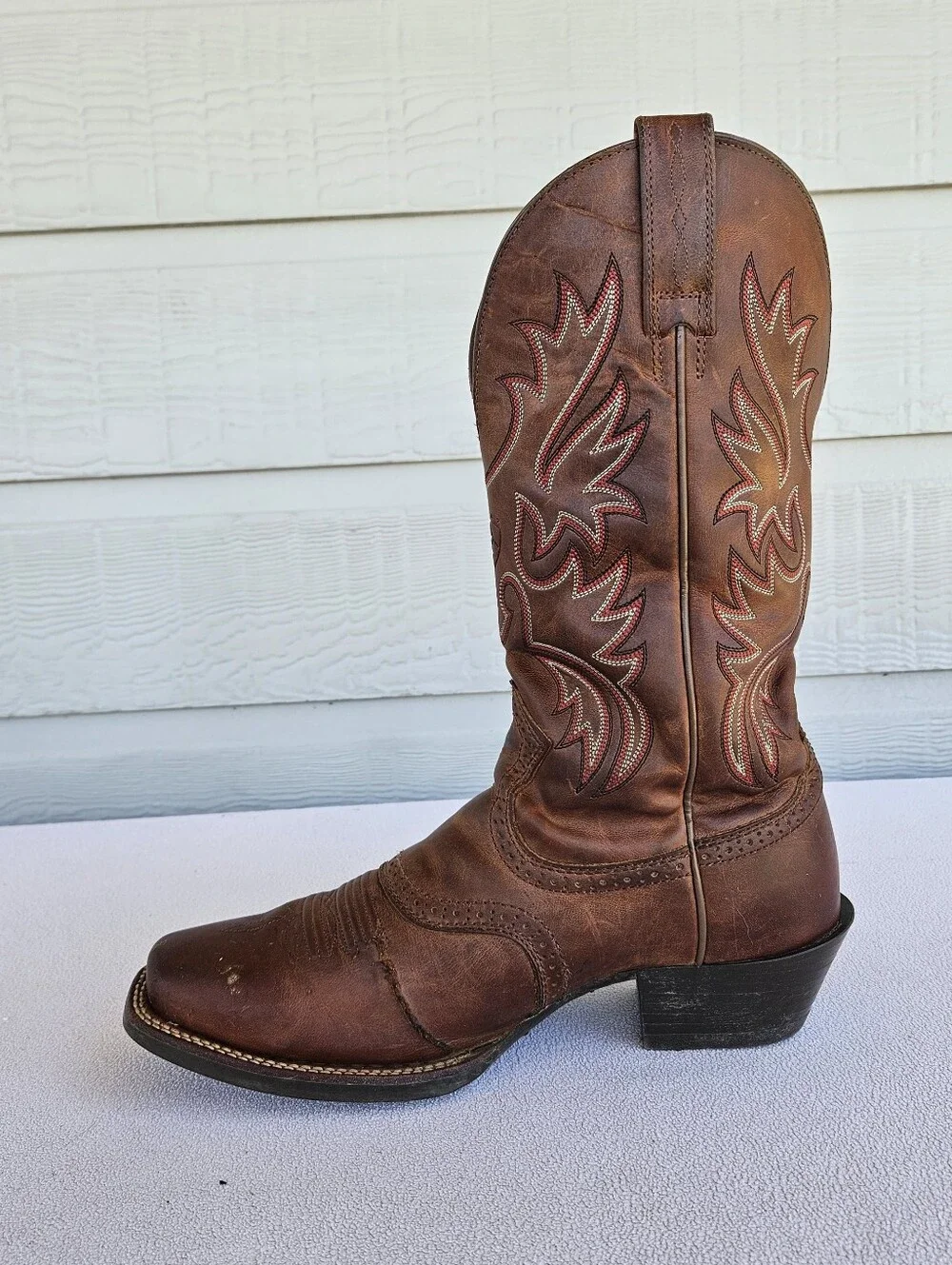 Ariat Legend 35709 Western Cowboy Boot Men SZ 9 D Brown Leather Square Toe Rodeo